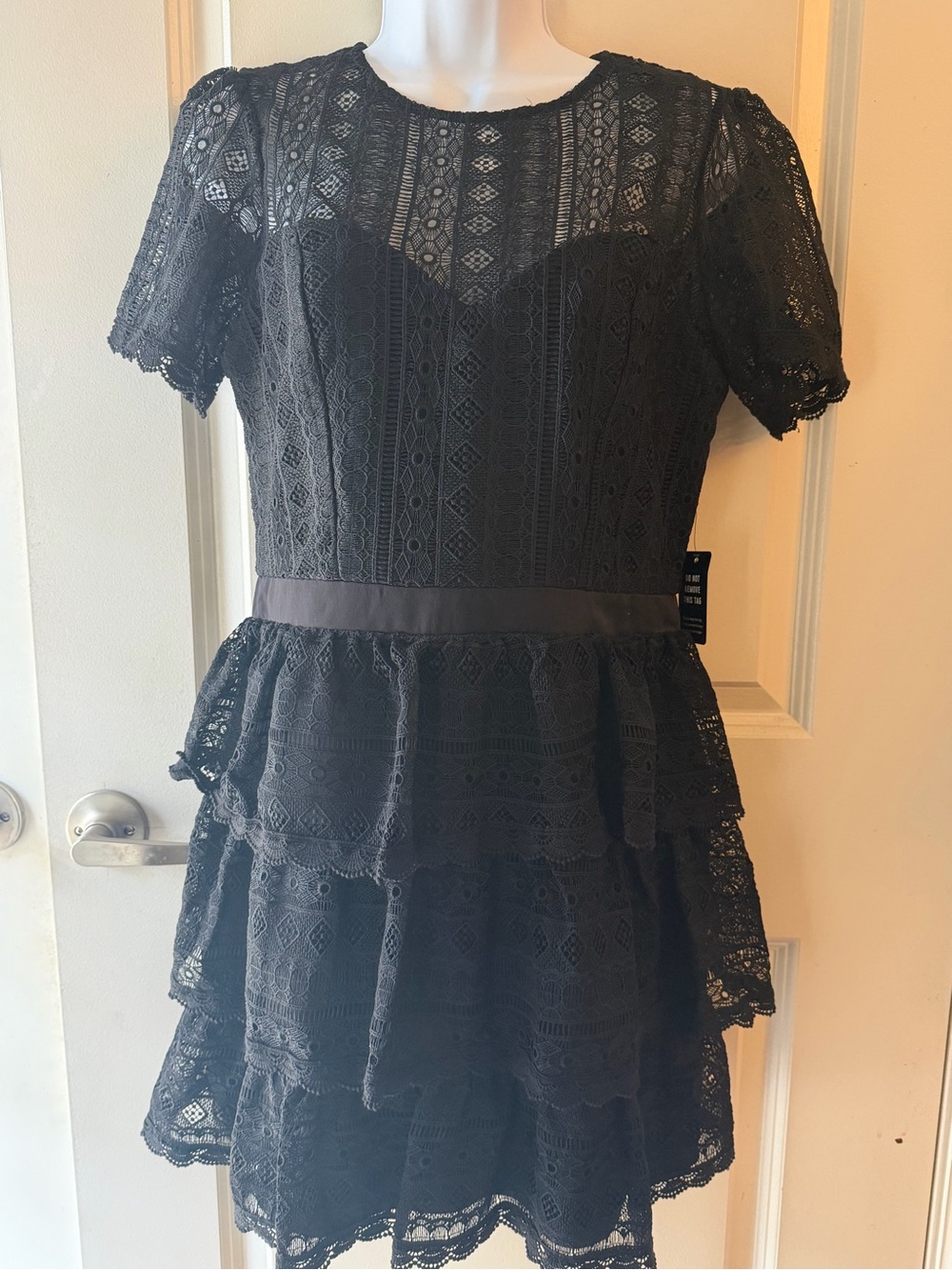 Express Black Lace Tiered Peplum Party Dress